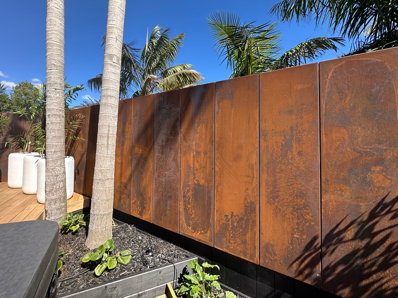 corten fence using 6' tall panels