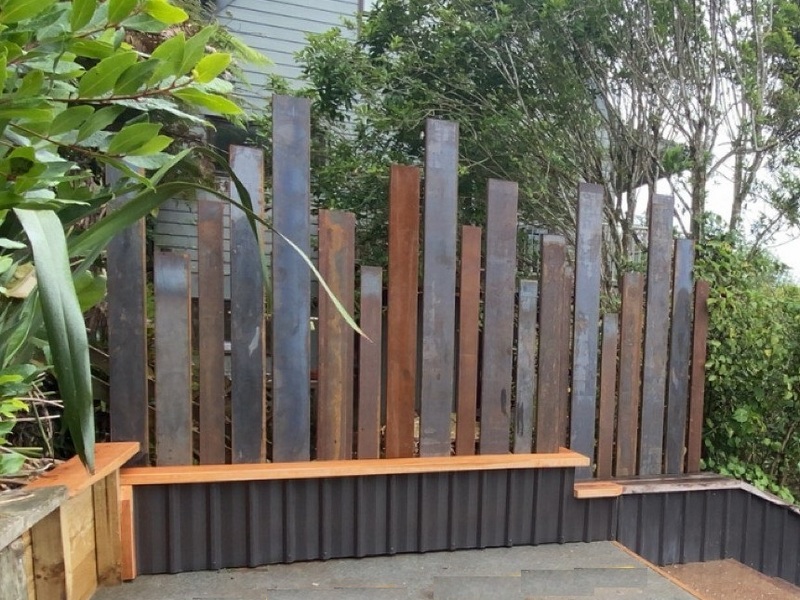 corten fence palings mixed heights and widths