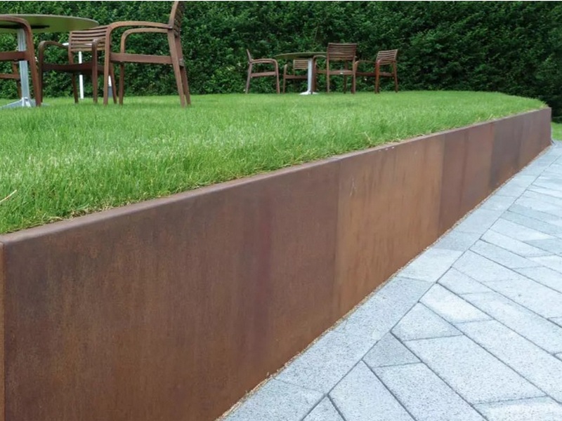 21" tall corten retaining wall