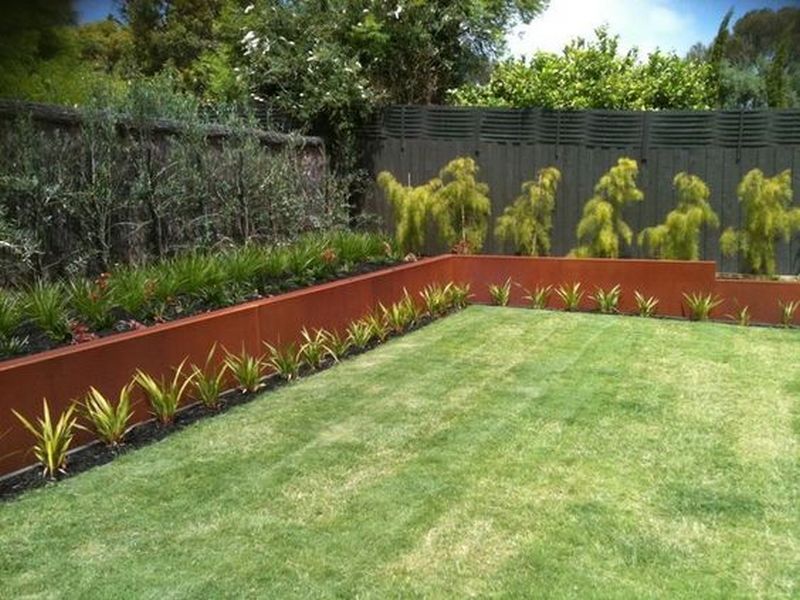 24" tall corten retaining wall border