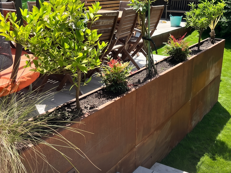 corten retaining wall double sided