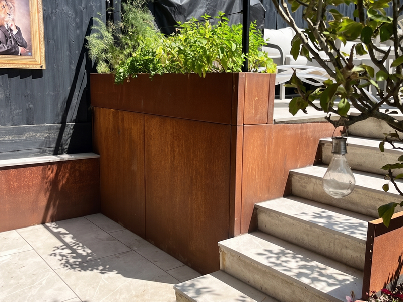 corten two sided retaining wall